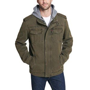 Levi's Men's Olive Military Jacket with Hood