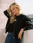Zeagoo Women's Black Short Quilted Bomber Jacket