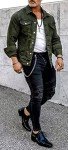 Men's Army Green Denim Trucker Jacket