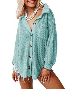 Sky Blue Women's Summer Cardigan Shacket Top