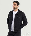 Men's Black Ripped Denim Trucker Jacket, Large