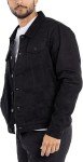 Men's Black Ripped Denim Trucker Jacket, Large