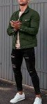 Men's Army Green Denim Trucker Jacket