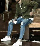Men's Army Green Denim Trucker Jacket
