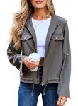 EVALESS Women’s Lightweight Gray Zip-Up Shacket