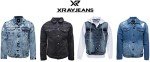 Men's Black Ripped Denim Trucker Jacket, Large