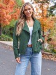 Women's Faux Leather Cropped Jacket in Green