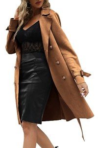 Bellivera Women’s Lightweight Faux Suede Trench Jacket