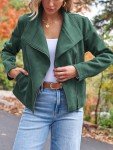 Women's Faux Leather Cropped Jacket in Green