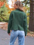Women's Faux Leather Cropped Jacket in Green