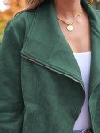Women's Faux Leather Cropped Jacket in Green