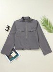 EVALESS Women’s Lightweight Gray Zip-Up Shacket