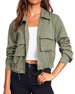 Women's Lightweight Cropped Military Safari Jacket