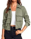Women's Lightweight Cropped Military Safari Jacket