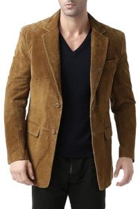 Men's Suede Leather Blazer Sport Coat Jacket