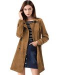 Allegra K Women's Faux Suede Tan Trench Coat