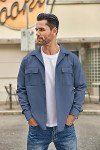 Men's Casual Lightweight Blue Trucker Jacket with Pockets