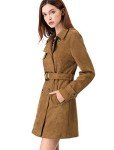 Allegra K Women's Faux Suede Tan Trench Coat