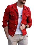 Men's Red Denim Trucker Jacket - Casual Fit