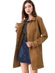 Allegra K Women's Faux Suede Tan Trench Coat