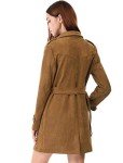Allegra K Women's Faux Suede Tan Trench Coat