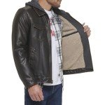 Levi's Men's Hooded Faux Leather Trucker Jacket
