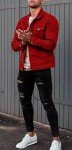 Men's Red Denim Trucker Jacket - Casual Fit