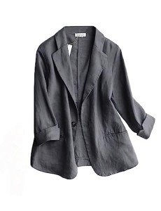 Lightweight Linen Blazer for Women - Grey