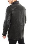 Men's Black Lambskin Leather Four Button Car Coat