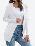 Lightweight White Open Front Women's Cardigan with Pockets