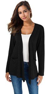 Women's Casual Long Sleeve Open Front Cardigan - Black