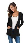 Women's Casual Long Sleeve Open Front Cardigan - Black
