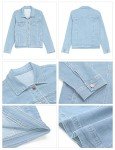 Light Blue Women's Button Down Stretchy Denim Jacket