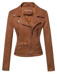 Tanming Women's Suede Brown Biker Jacket