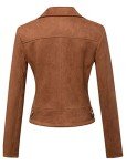 Tanming Women's Suede Brown Biker Jacket