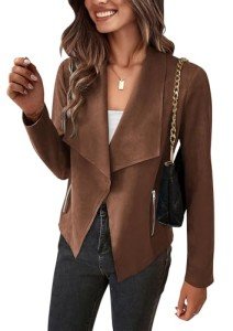 PRETTYGARDEN Women's Faux Suede Cropped Jacket
