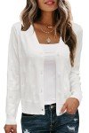 Arach&Cloz Women’s Lightweight Cropped Cardigan - White