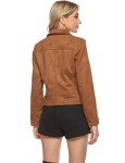 Tanming Women's Suede Brown Biker Jacket