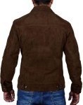 Men's Dark Brown Suede Leather Trucker Jacket