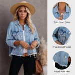 Women's Cropped Frayed Denim Jacket, Light Blue