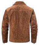 Men's Brown Suede Leather Trucker Jacket, XXL