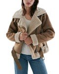 Women's Faux Shearling Moto Jacket in Brown