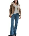 Women's Faux Shearling Moto Jacket in Brown