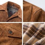 Men's Brown Suede Leather Trucker Jacket, XXL