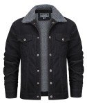 Men's Black Sherpa Lined Corduroy Trucker Jacket