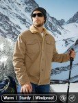 Men's Khaki Sherpa Fleece Trucker Jacket