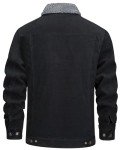 Men's Black Sherpa Lined Corduroy Trucker Jacket