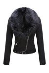 Women's Black Faux Suede Moto Jacket with Sherpa