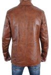 Men's Brown Leather Car Coat, 2XL