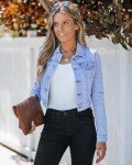 Luvamia Women's Cropped Denim Jacket - Cool Blue